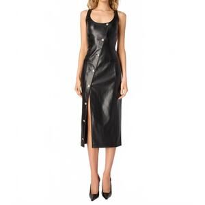 NEW CAMI NYC kirby leather midi dress in black